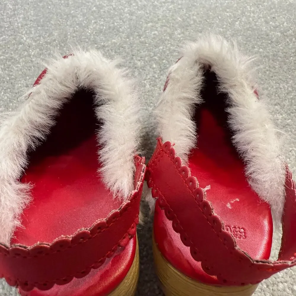 Gymboree‎ Girls Sz 13 Alpine Sweetie Clogs Red Wood Fur Trim Valentines Cottage